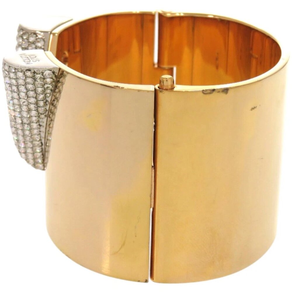 AUTHENTIC LOUIS VUITTON Essential V Bangle Gold Plated Linestone LTJ471-010226 - Picture 3 of 10